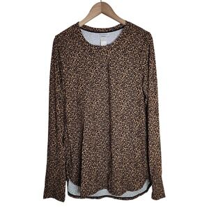 Tommy Bahama Rash Guard Top Women's Large‎ Long Sleeve Thumb Holes Brown Leopard